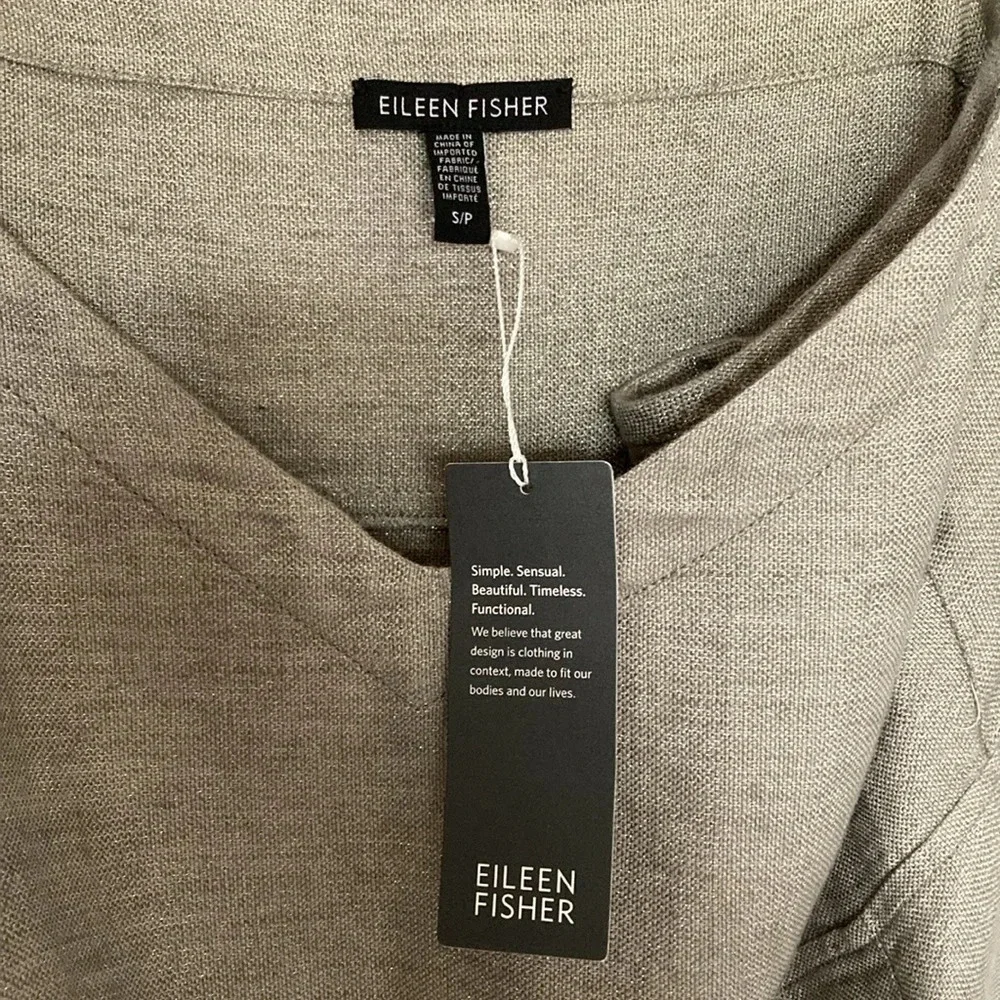 Eileen Fisher Twinkle Metallic  Linen Mini Slip Dress small petite Style #SOTY-2 - Picture 4 of 11